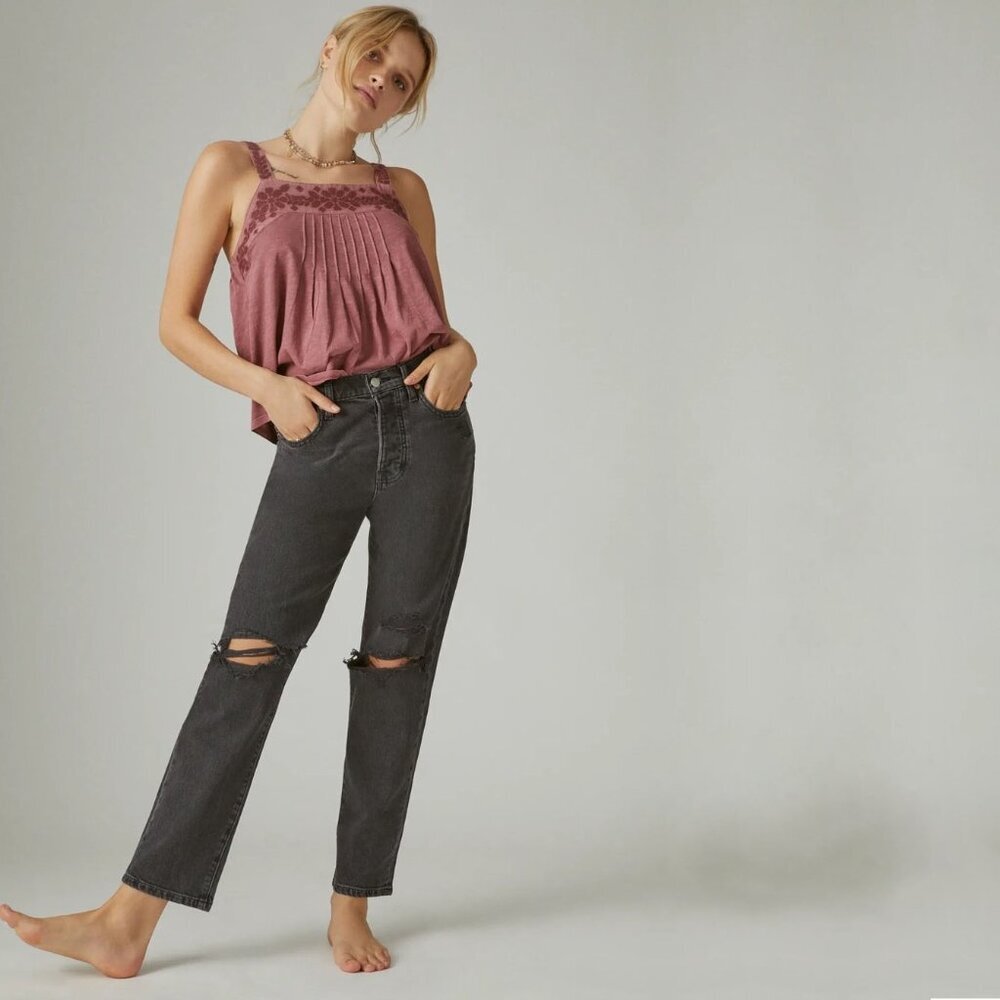 2/$30 Lucky Brand 90's Loose High Rise Straight Ripped Jeans Atlas Dest 4 #A1390